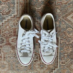 Converse White Canvas Sneakers with Red Trim